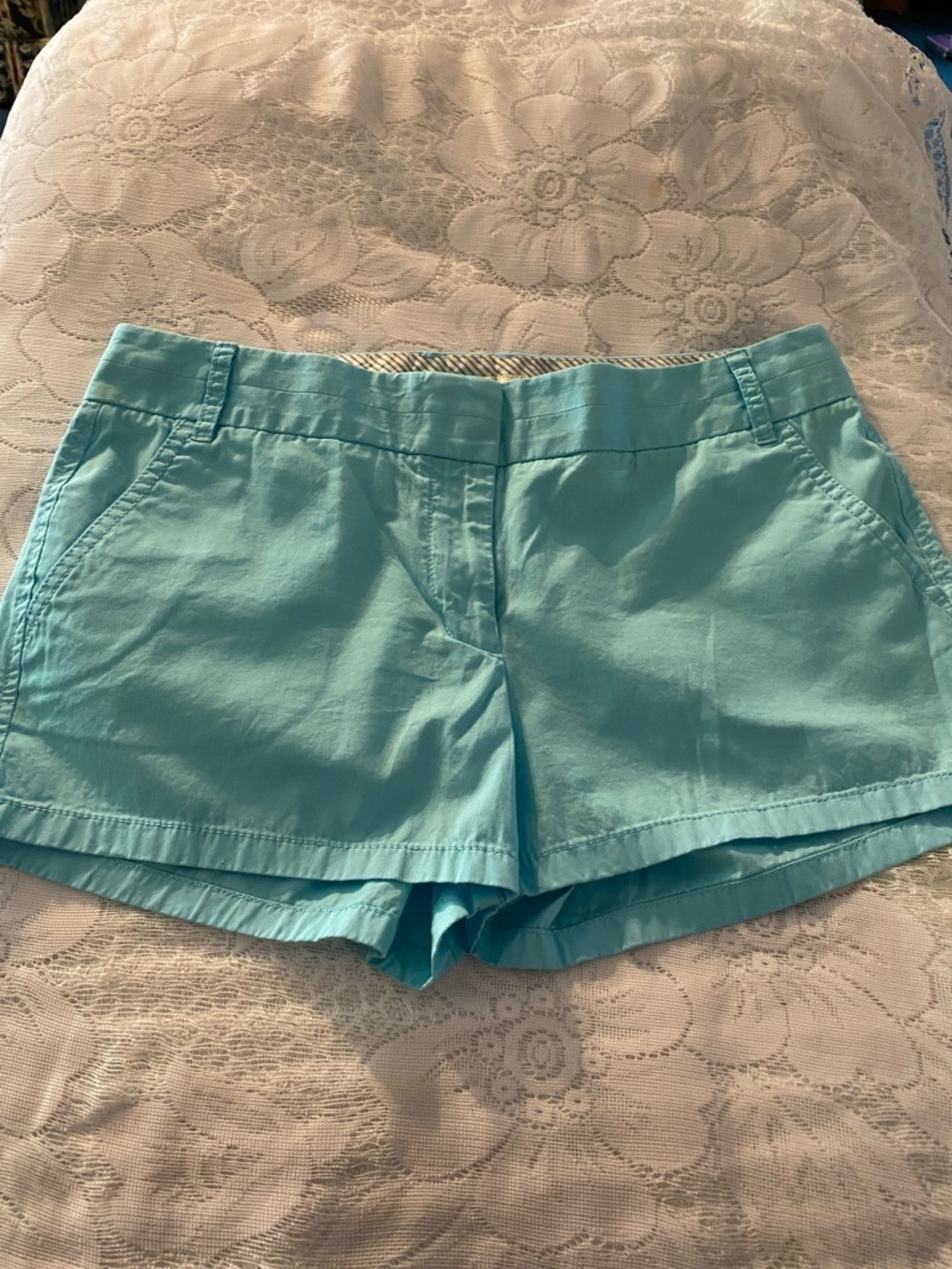 J. Crew Aqua/Turquoise Cotton Short Shorts Size 8 with Belt Loops zipper close